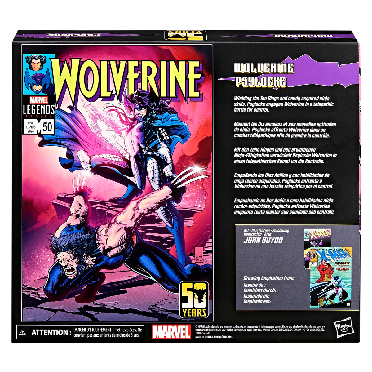 Wolverine 50th Anniversary Marvel Legends Wolverine and Psylocke Action Figure Two-Pack